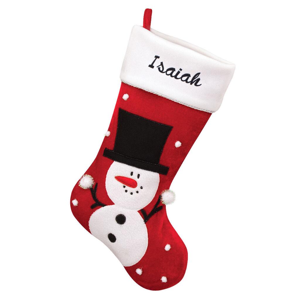 18 5 Inch Personalized Snowman Velvet And Fleece Stocking