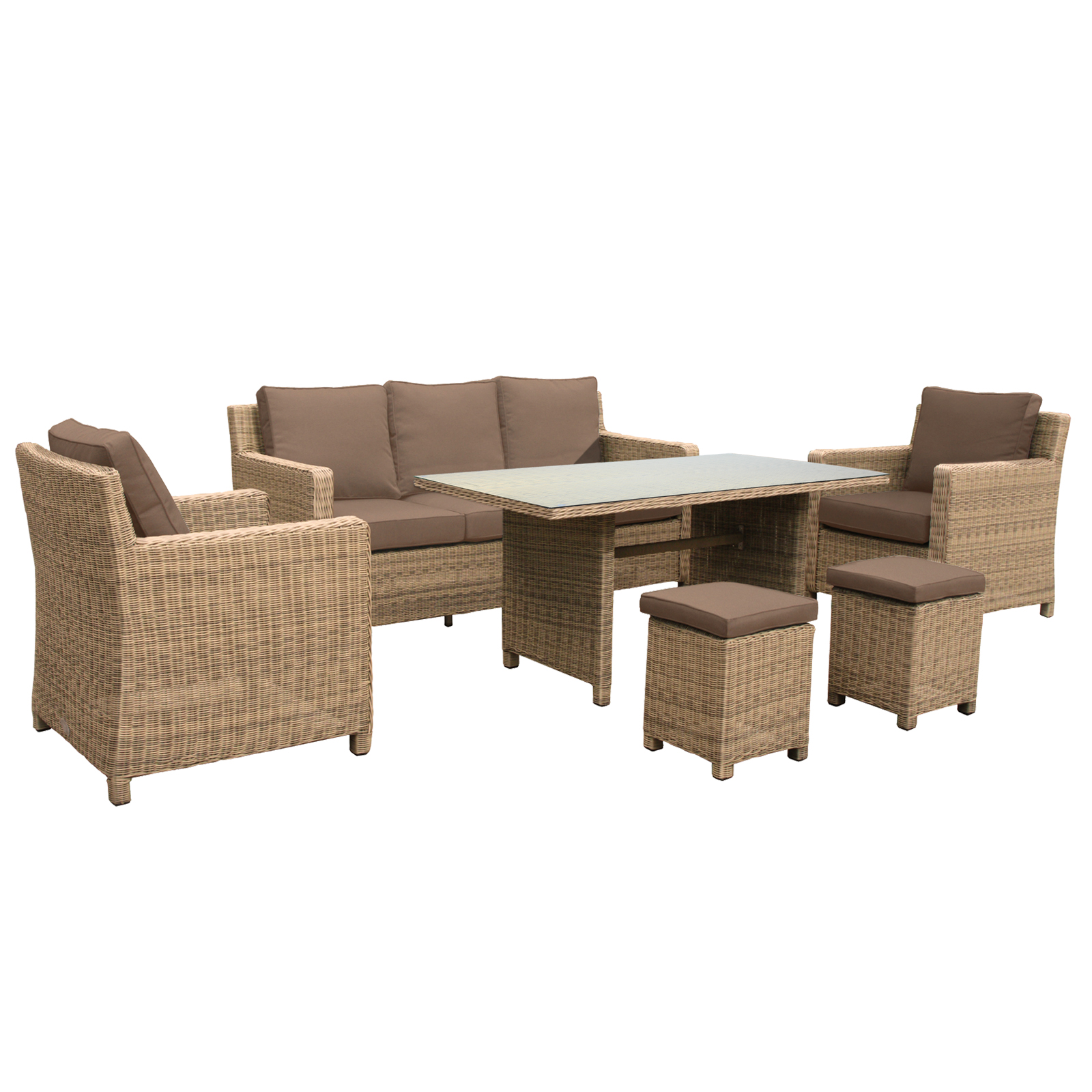 Cozy Bay Lewis Rattan 7 Seater Sofa Dining Lounge Gay