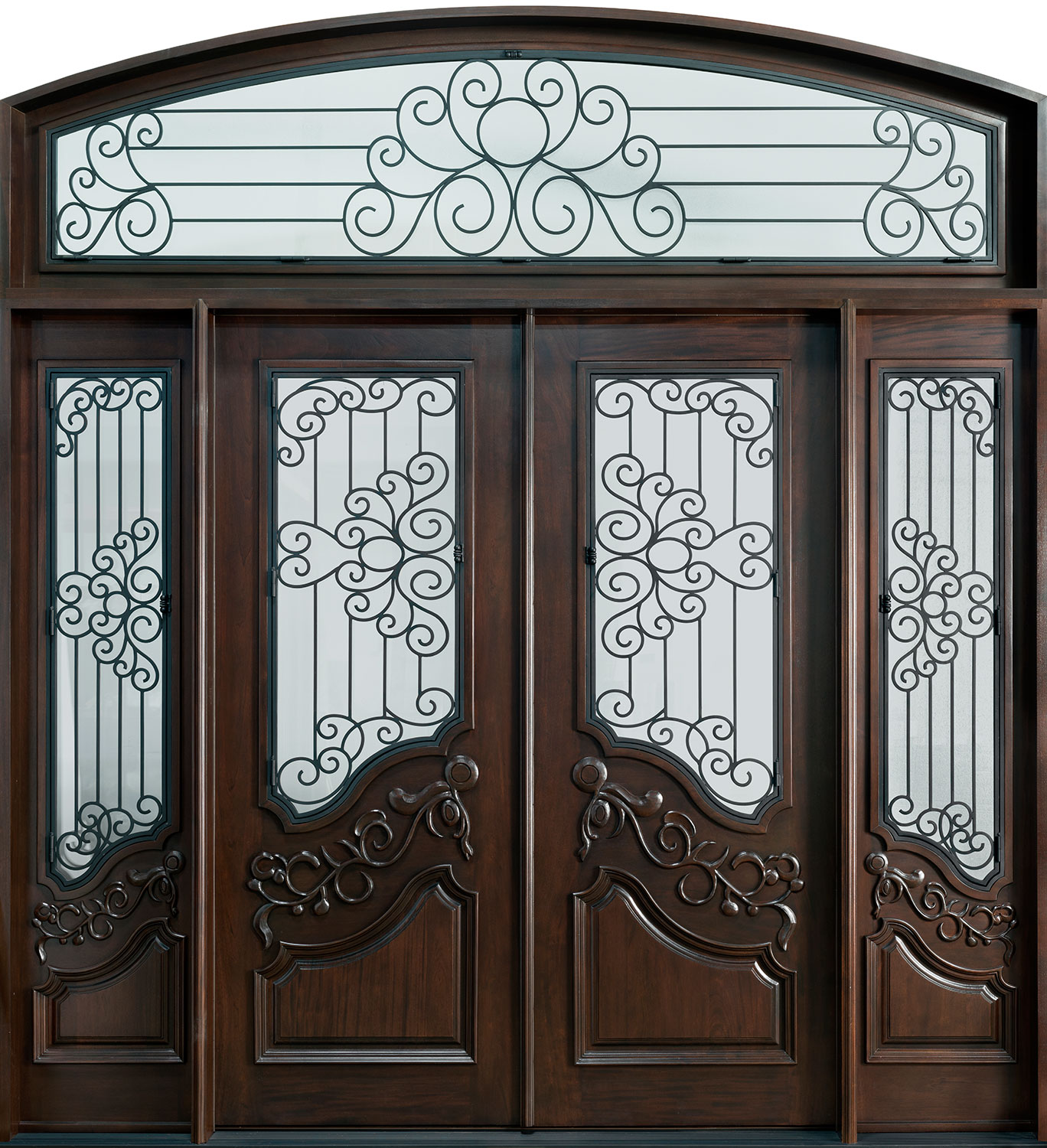 Outstanding Home Fiberglass Entry Door With Arched Style