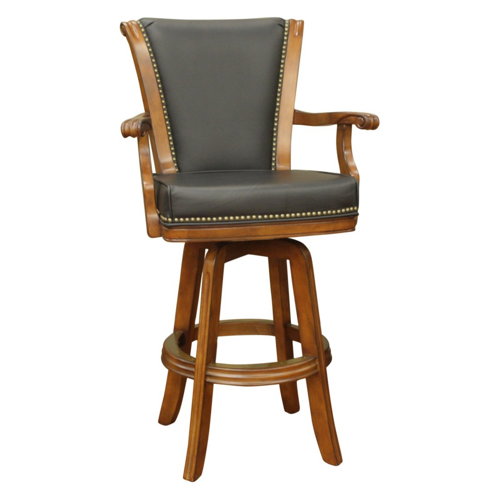 Unique Leather Swivel Bar Stools With Back And Arms With