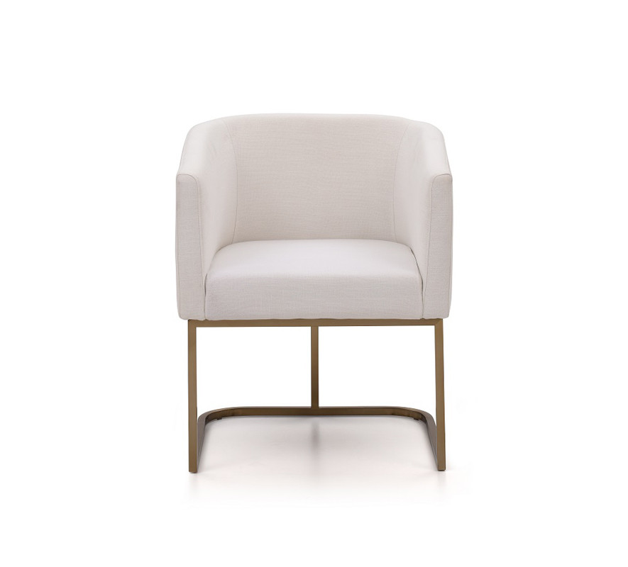 Modrest Yukon Modern White Fabric And Antique Brass Dining